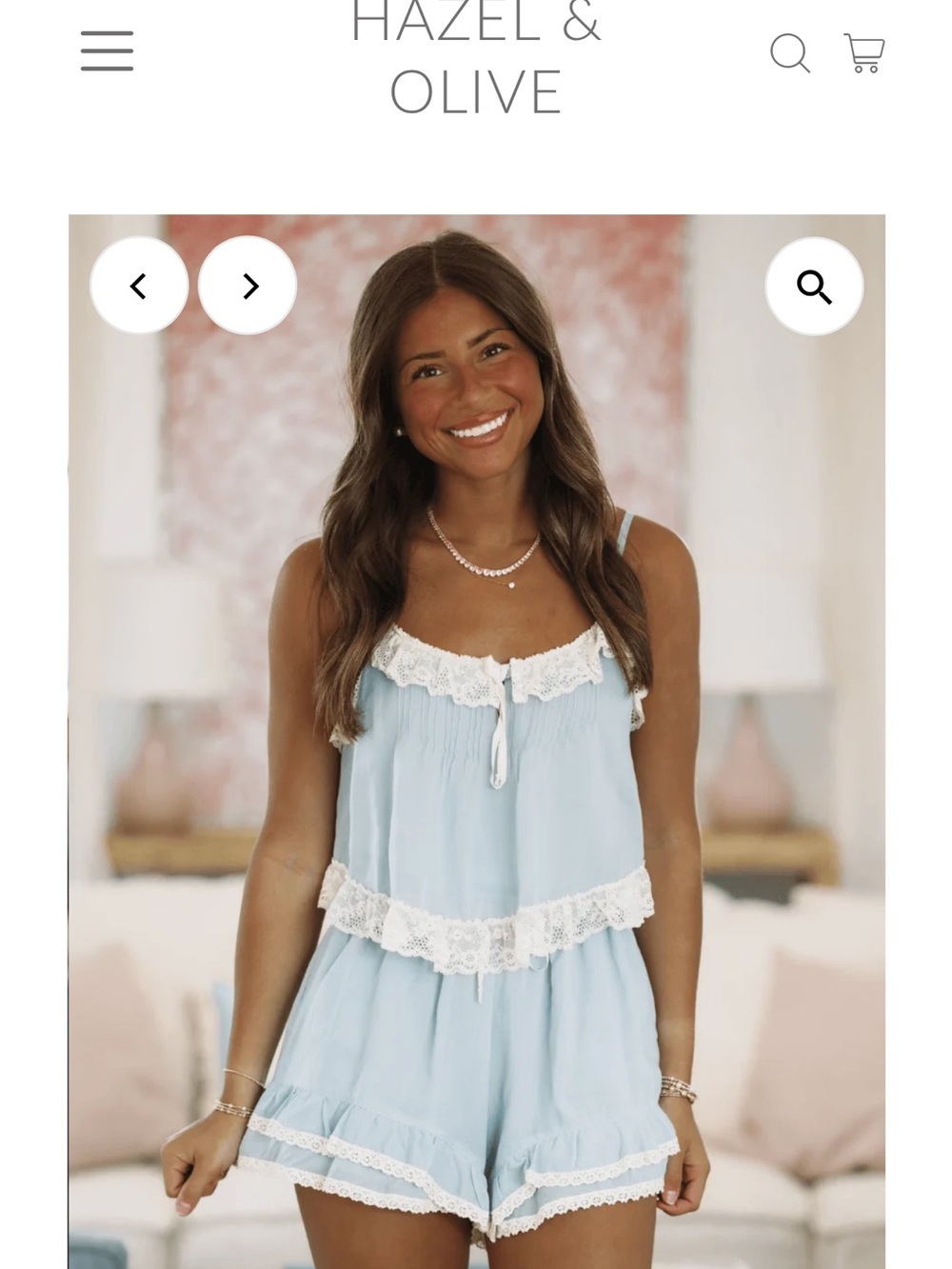 Hazel & Olive Light Blue Lace-Trim Skort Shorts